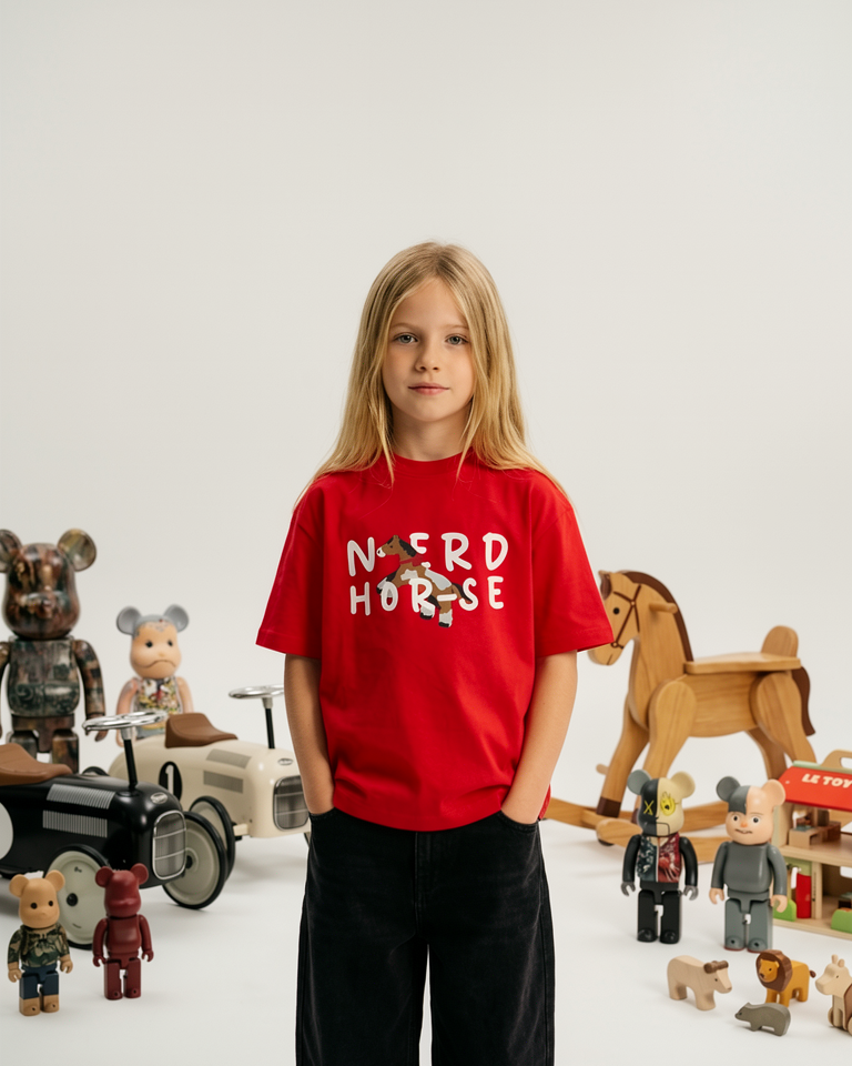 "Hor-seh" Kids Tee | Red