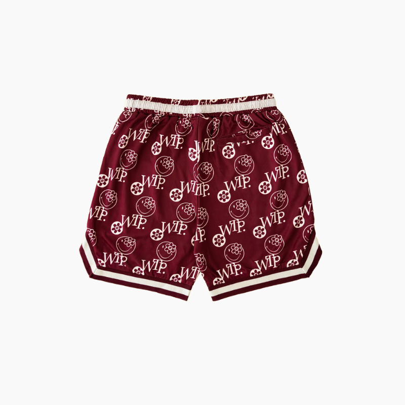Smiley Basketball Shorts | Burgundy