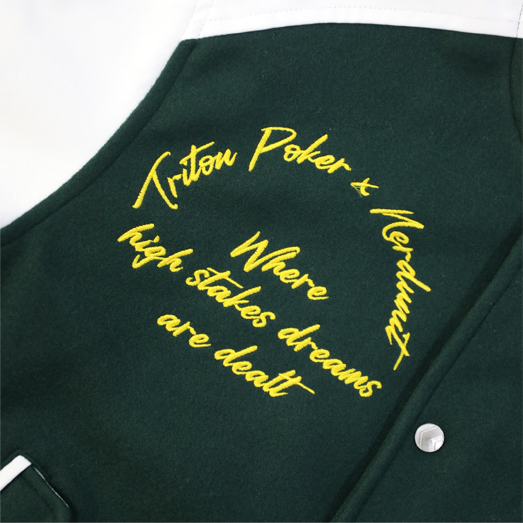 NU x TRITON "HIGH ROLLER" VARSITY JACKET | DARK GREEN
