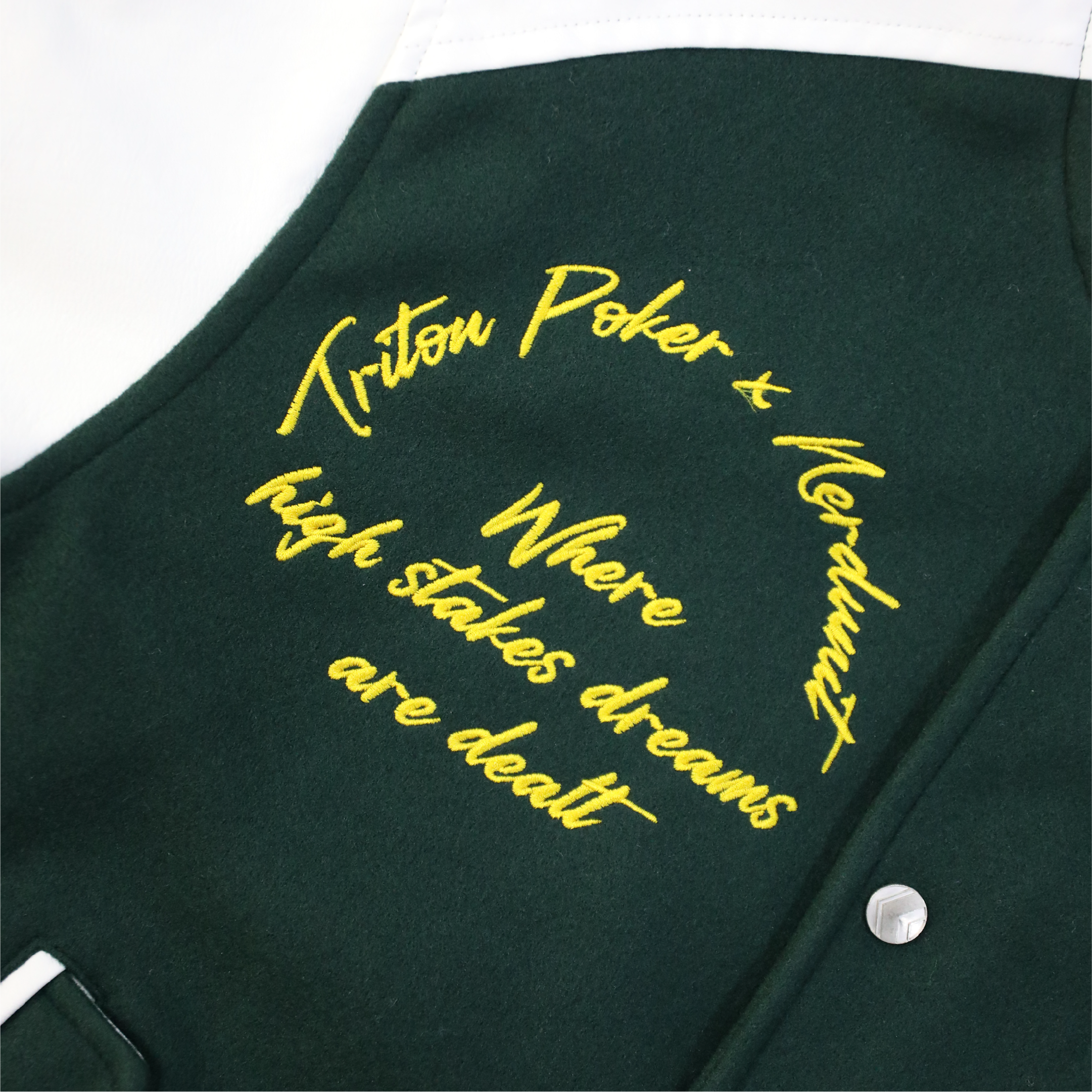 NU x TRITON "HIGH ROLLER" VARSITY JACKET | DARK GREEN