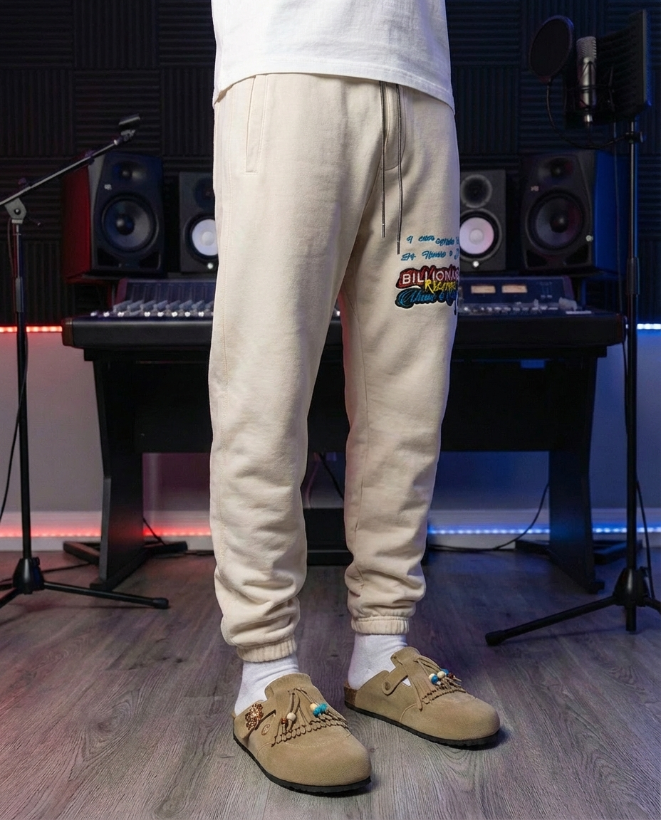 B-Records Zipper Sweatpants | Flat White