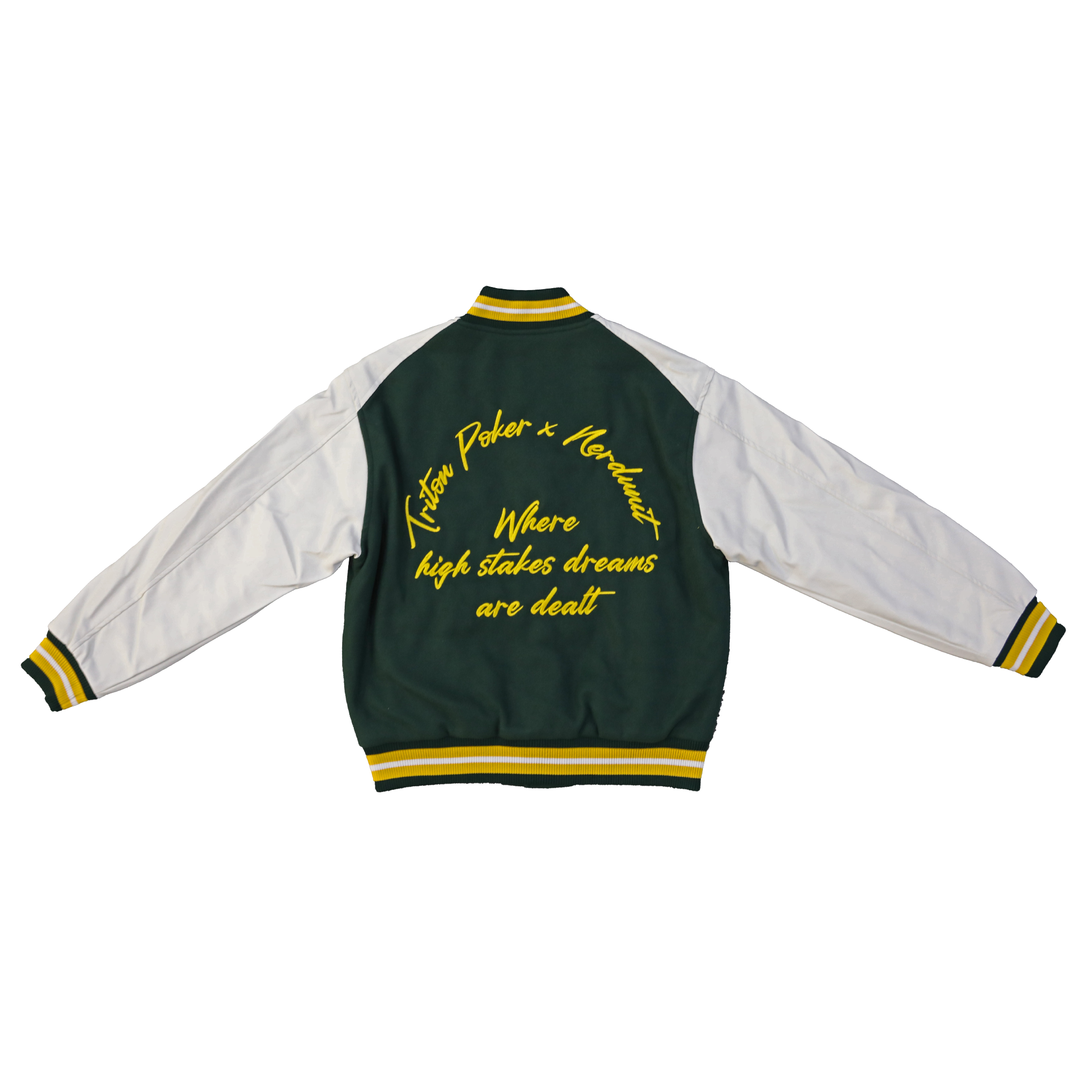 NU x TRITON "HIGH ROLLER" VARSITY JACKET | DARK GREEN