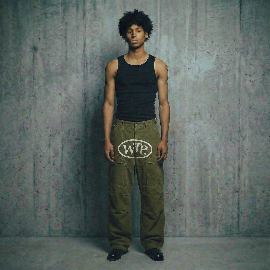 "Logo" Worker Pants | Olive Green