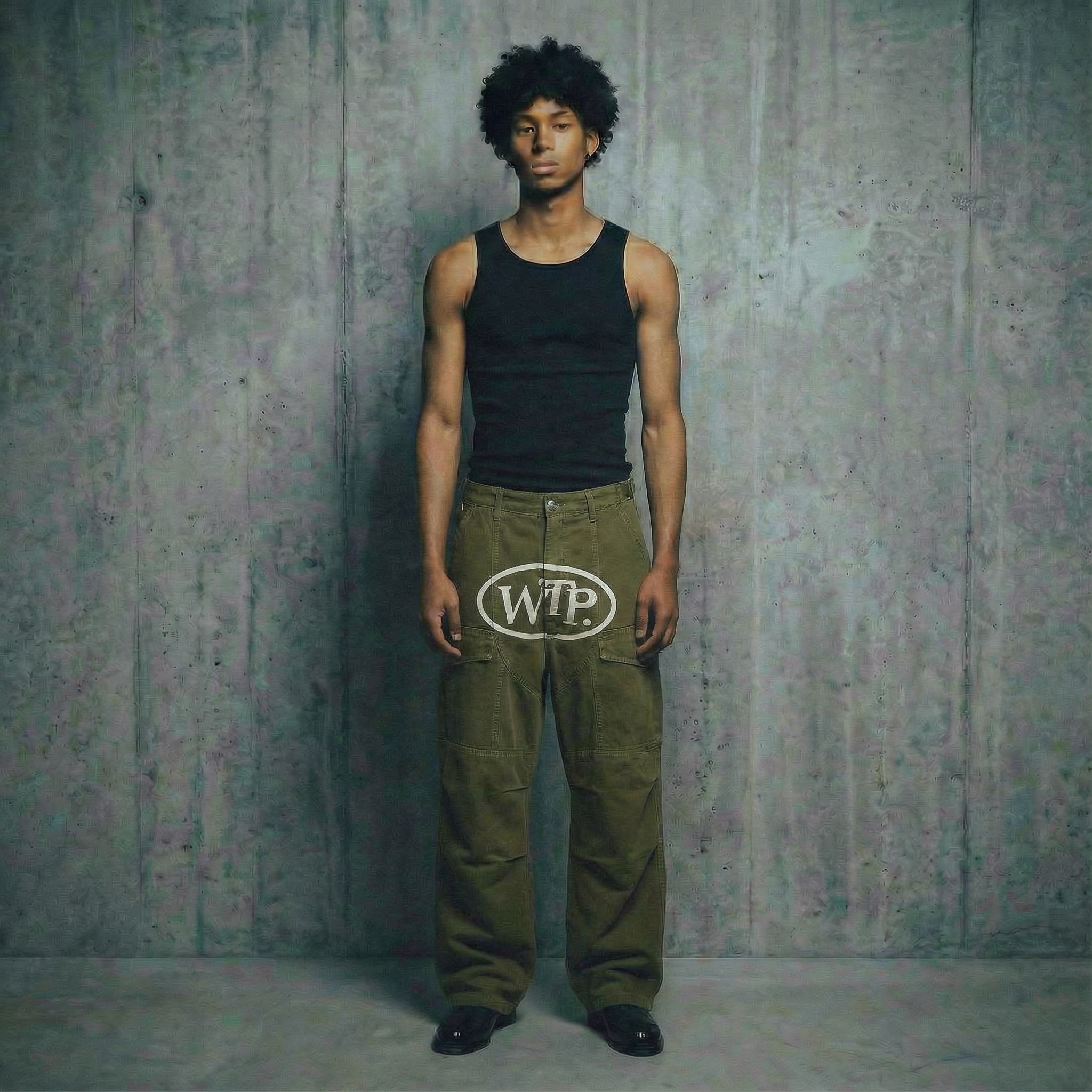 "Logo" Worker Pants | Olive Green