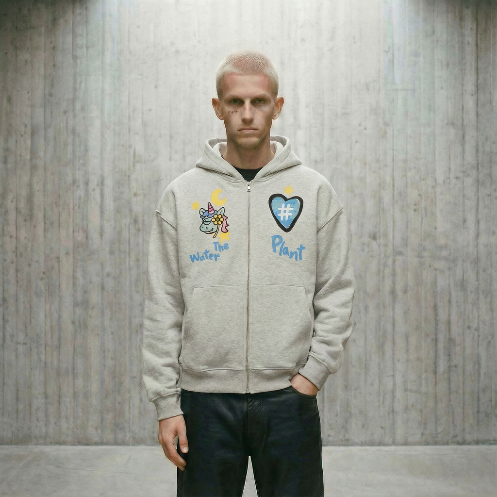"Univorn" Zip Hoodie | Light Gray