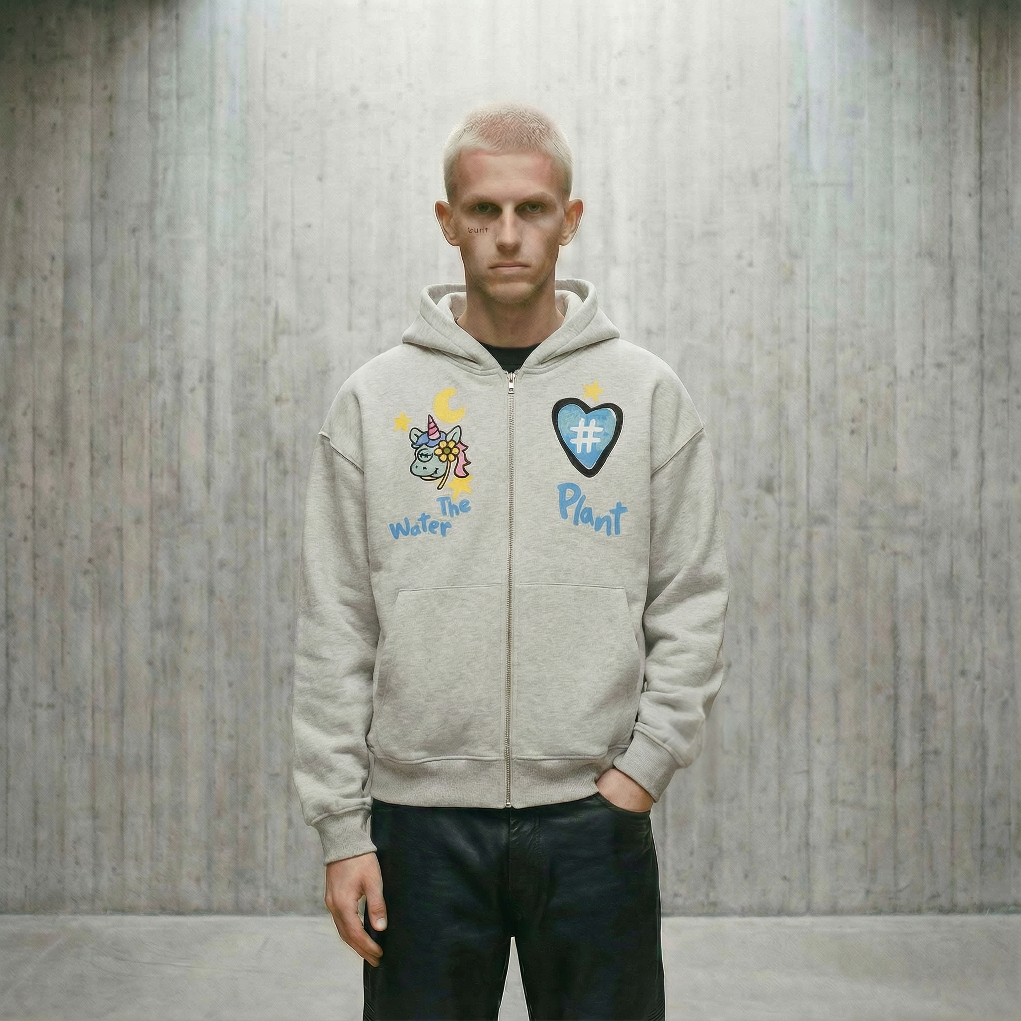 "Univorn" Zip Hoodie | Light Gray