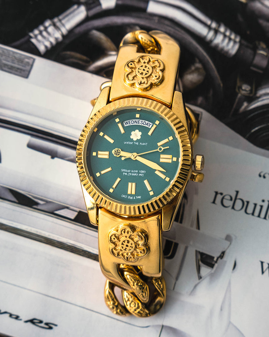 "SOLANA" Quality Time Watch | Verdant Gold