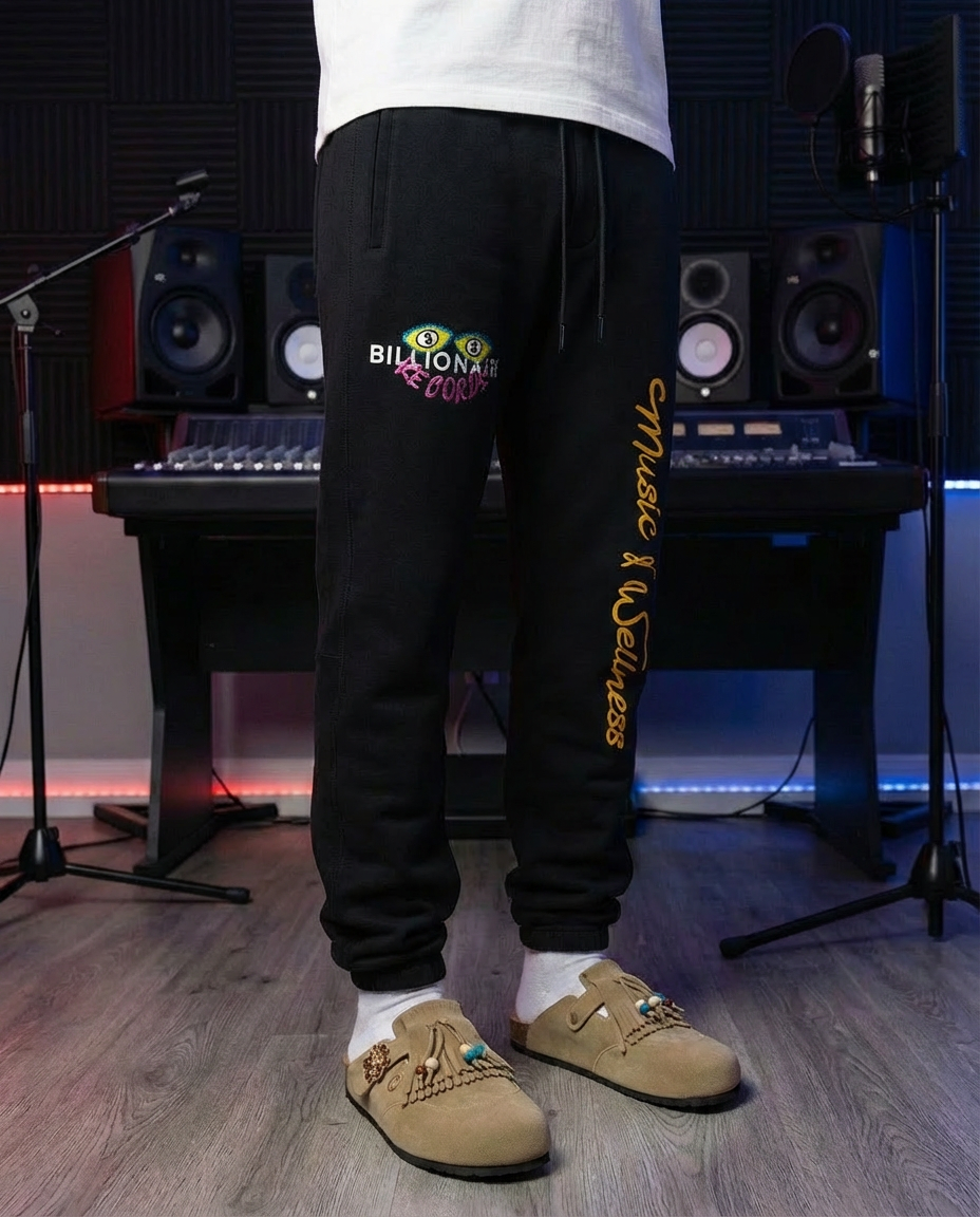 Vinyl Zipper Sweatpants | Black