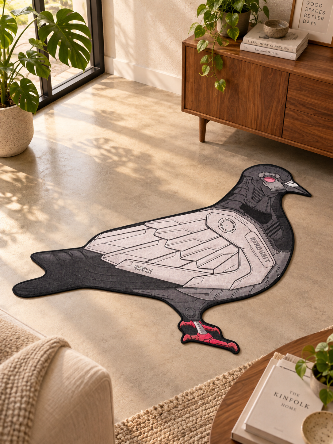 NU X STAPLE Robotic Pigeon Rug | Gray