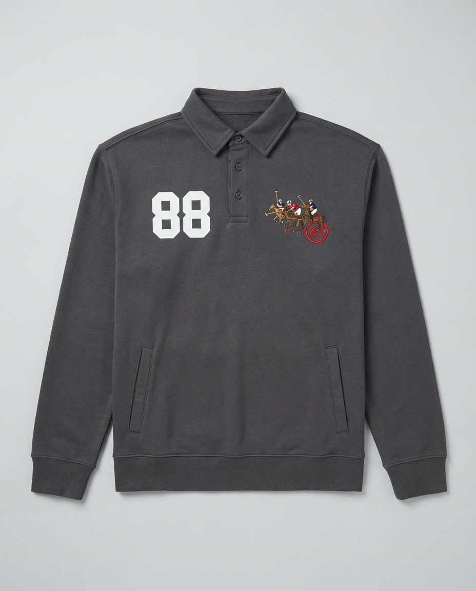 "Gallop" Polo Sweater | Gray