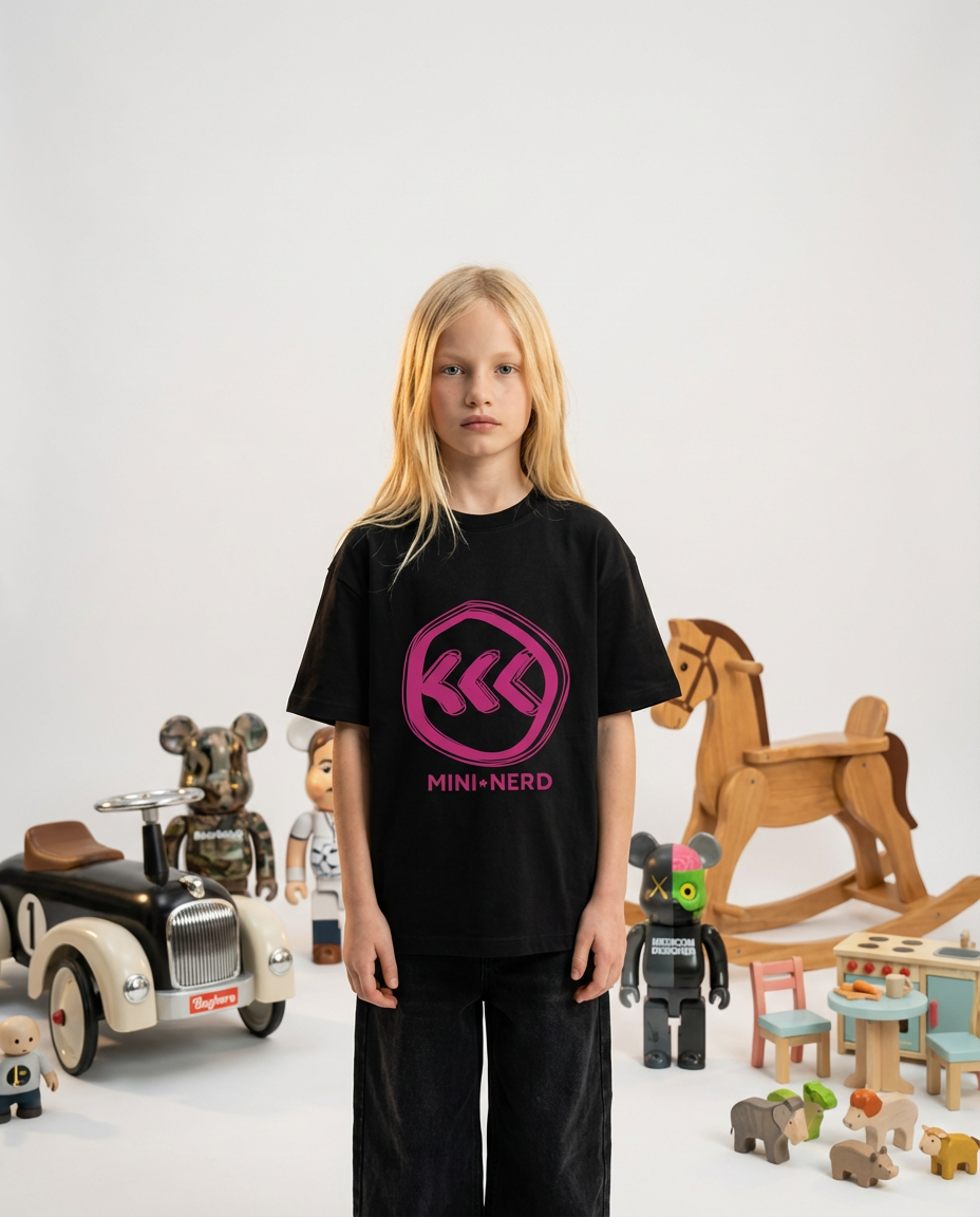 "Mini Nerd" Kids Tee | Black