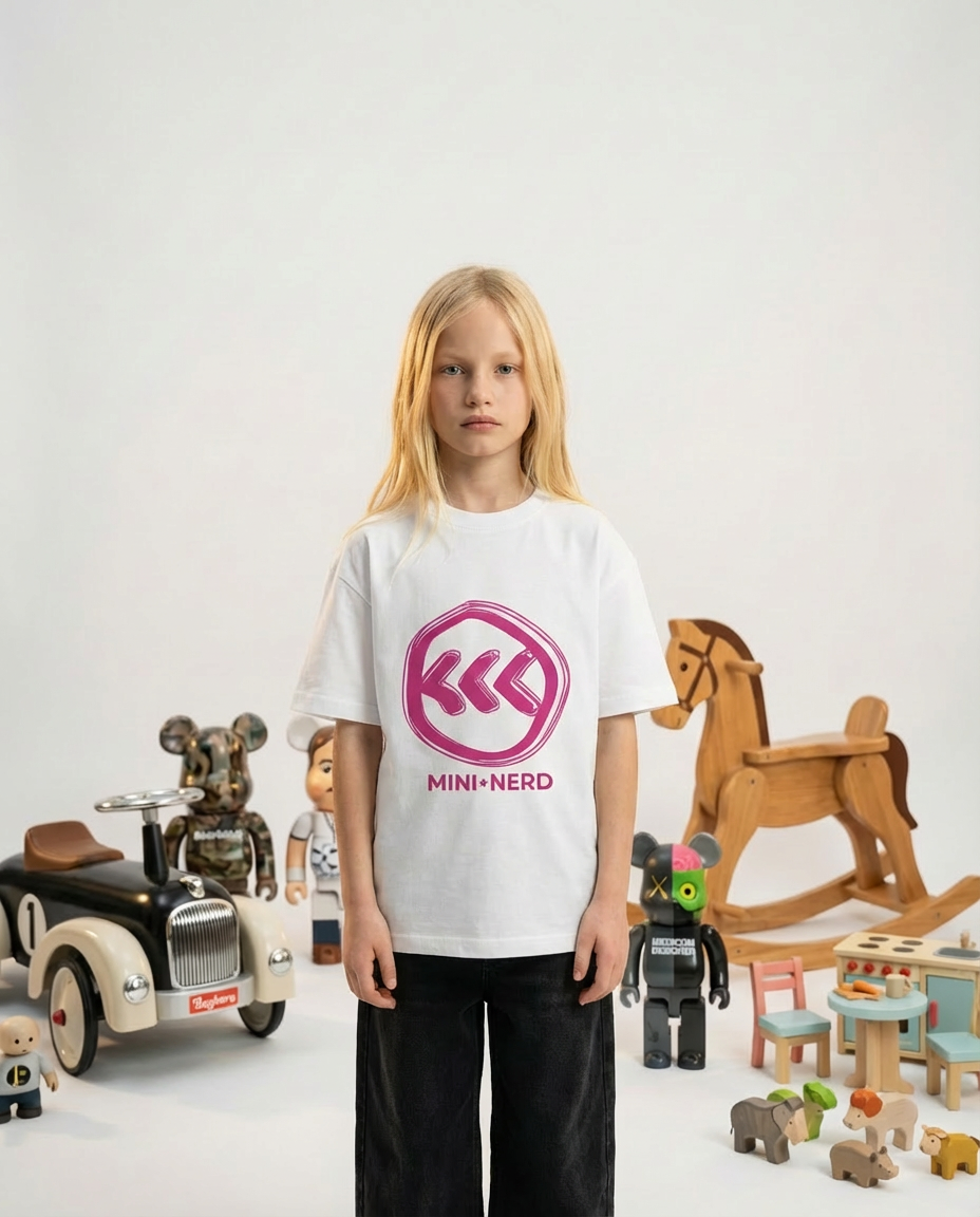 "Mini Nerd" Kids Tee | White