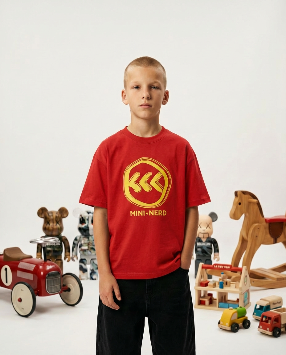 "Mini Nerd" Kids Tee | Red