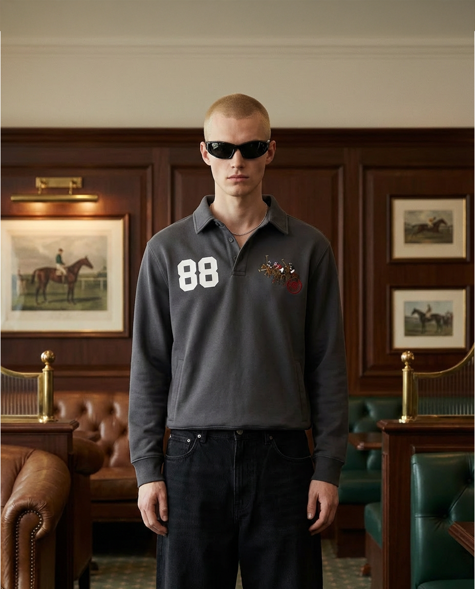 "Gallop" Polo Sweater | Gray