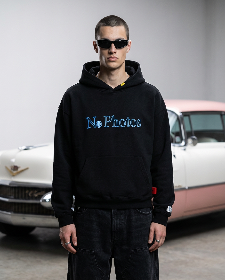 NU x FR2 "NO PHOTOS2" HOODIE | BLACK