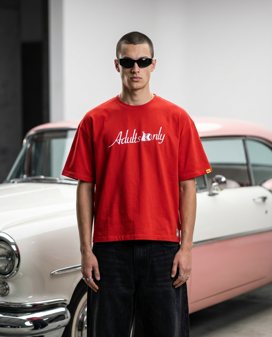 NU x FR2 "ADULTS ONLY" TEE | BURGUNDY