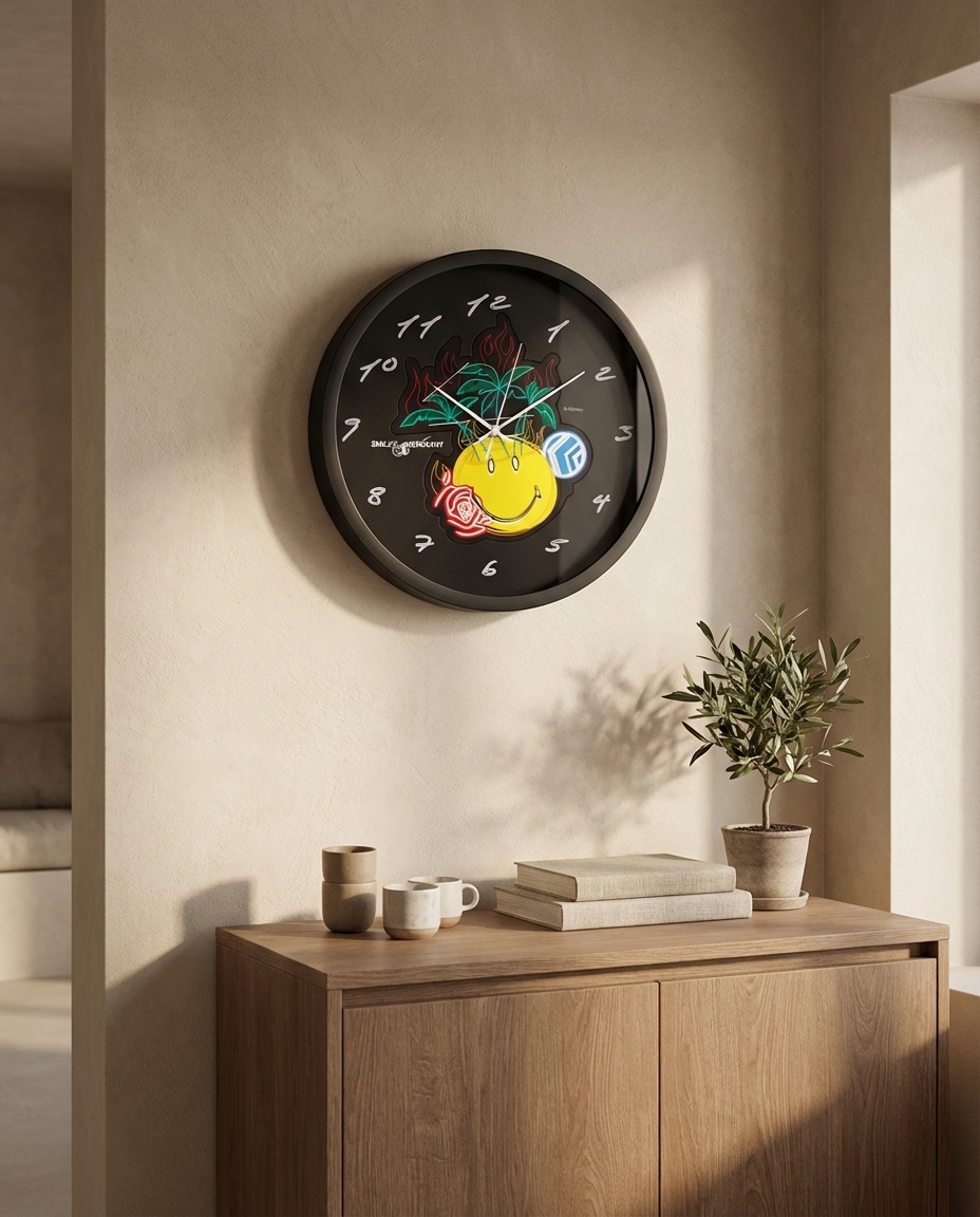 NU x SMILEY® ISLAND CLOCK | BLACK YELLOW