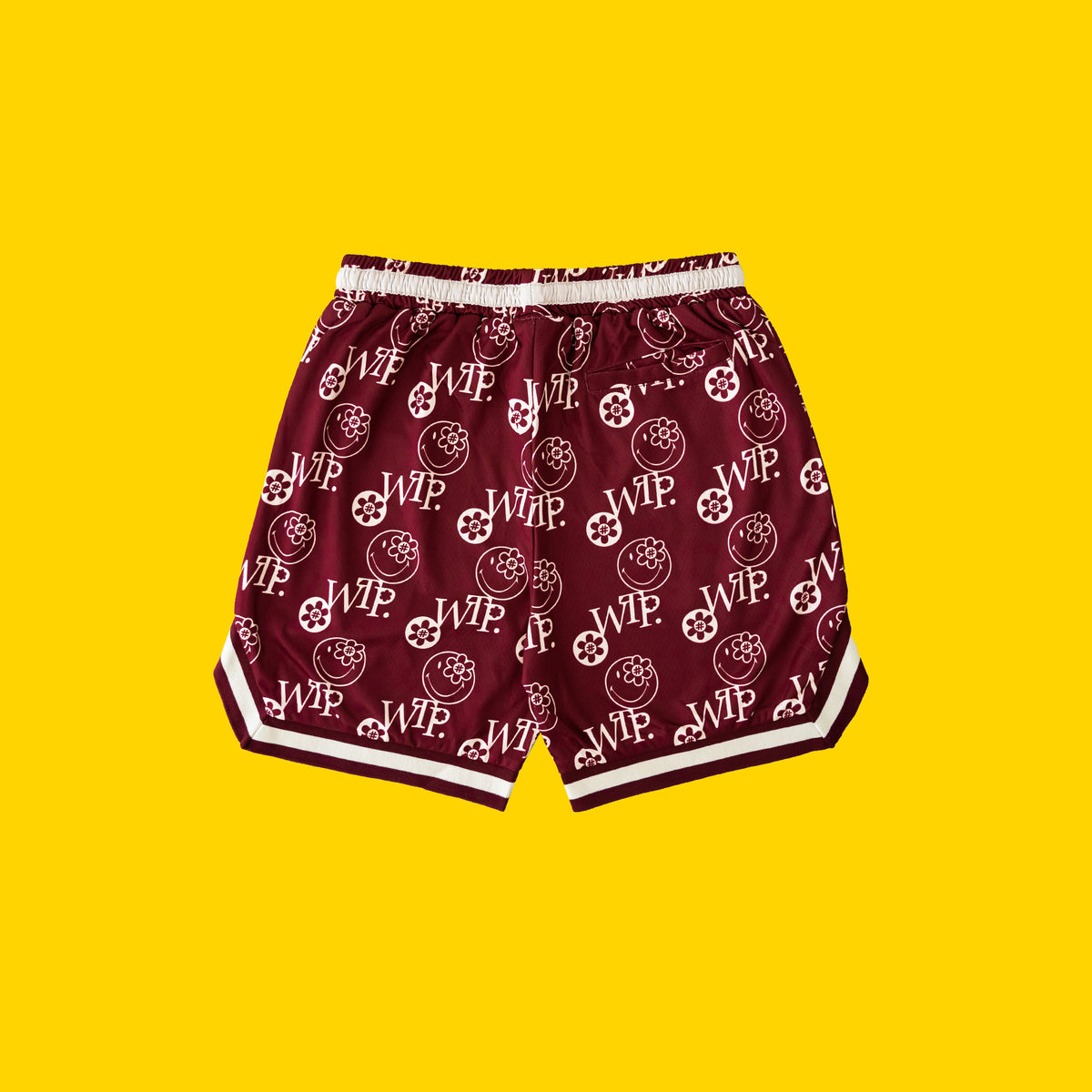 Smiley Basketball Shorts | Burgundy