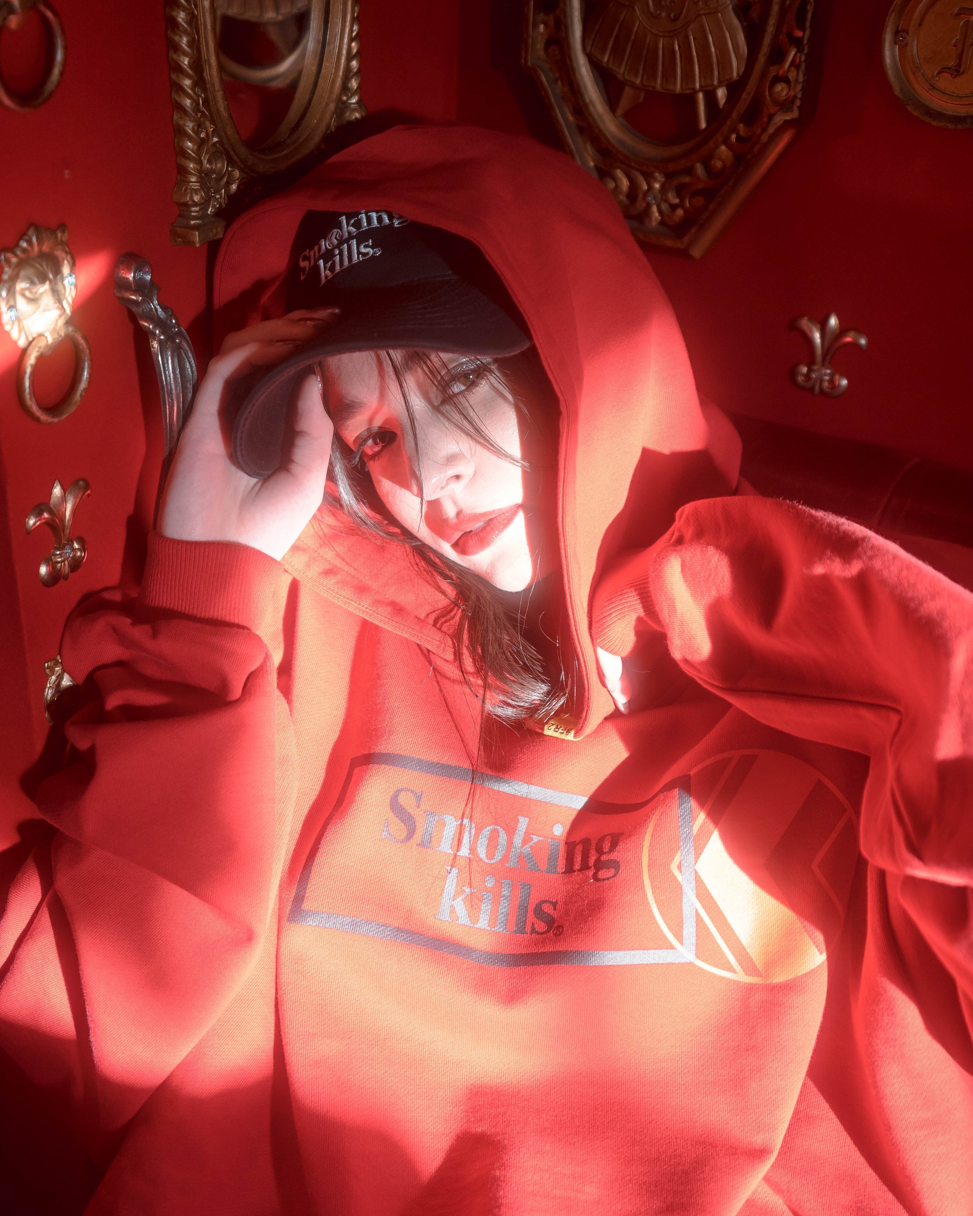 NU x FR2 "WAN FR2" HOODIE | BURGUNDY