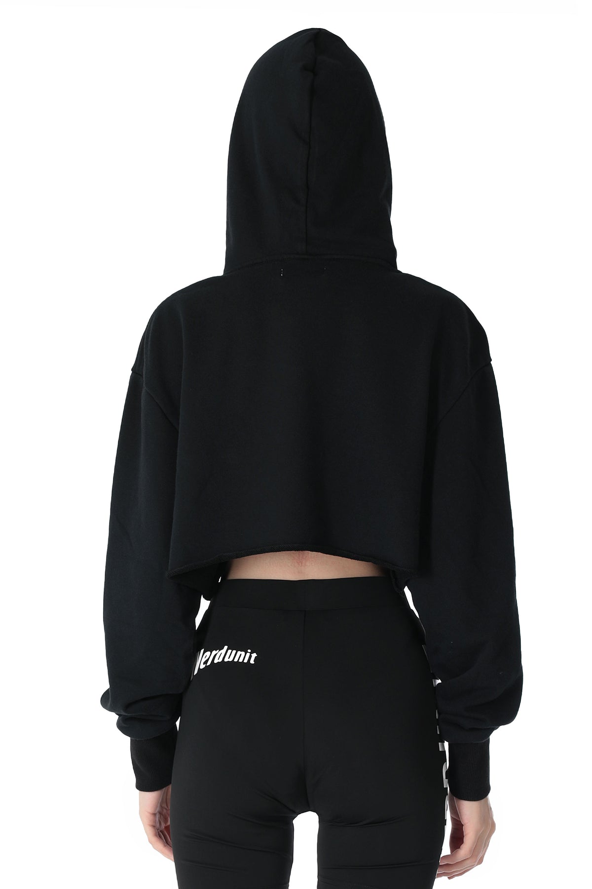 ACTIVE HOODED CROP TOP | BLACK