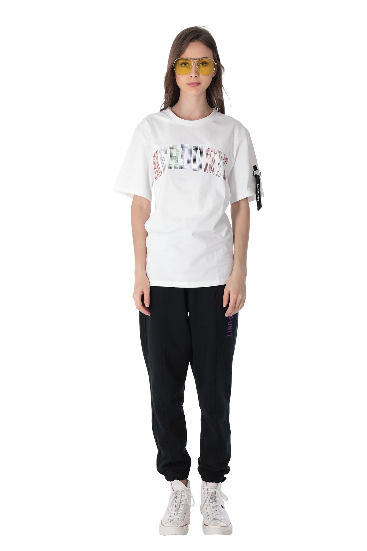 RHINESTONES COLLEGE TEE | WHITE