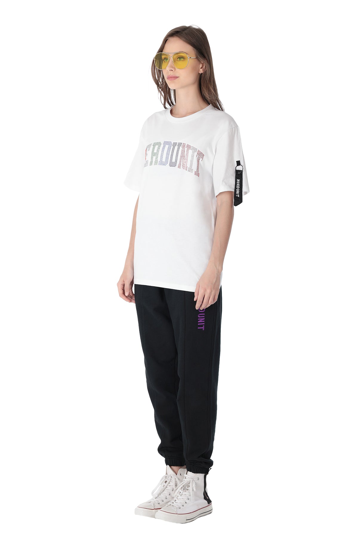 RHINESTONES COLLEGE TEE | WHITE