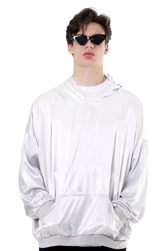 METALLIC COLLEGE HOODIE | GRAY
