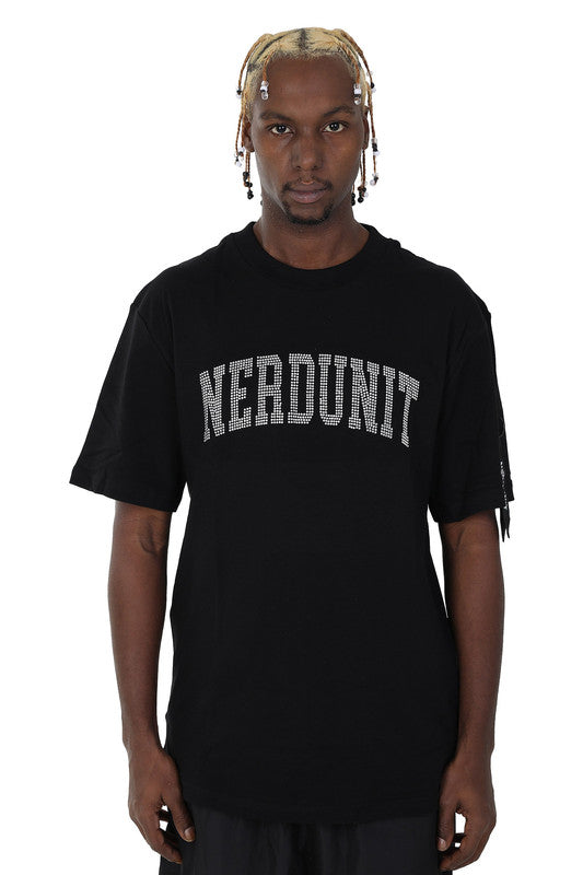 COLLEGE LOGO RHINESTONES TEE | BLACK