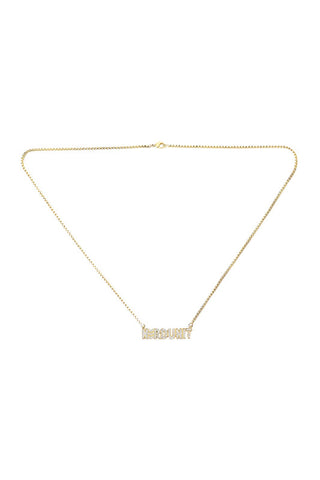 NAMEPLATE RHINESTONES NECKLACE | GOLD