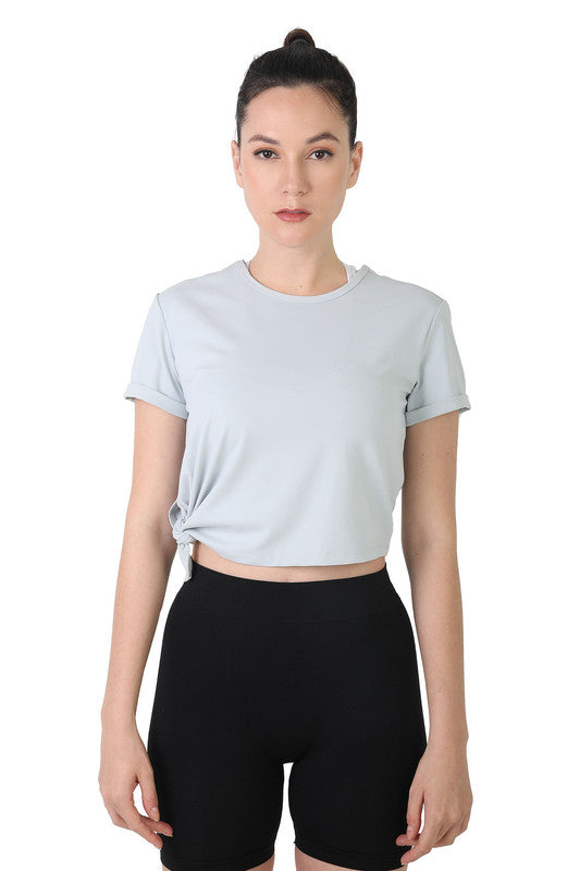TIED CROP TOP | CADET BLUE