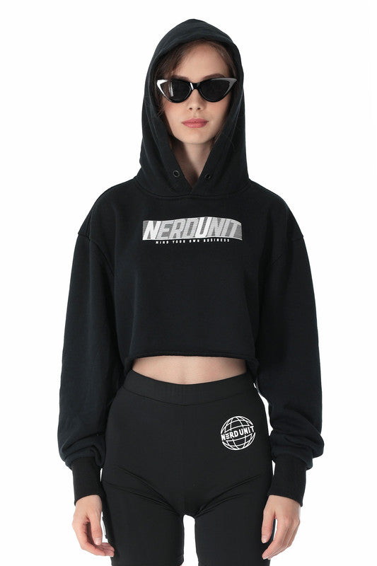 ACTIVE HOODED CROP TOP | BLACK