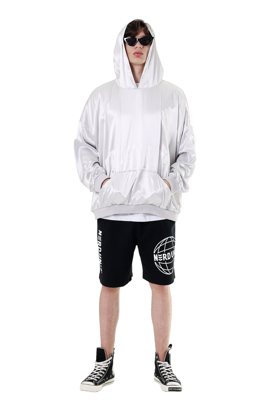 METALLIC COLLEGE HOODIE | GRAY