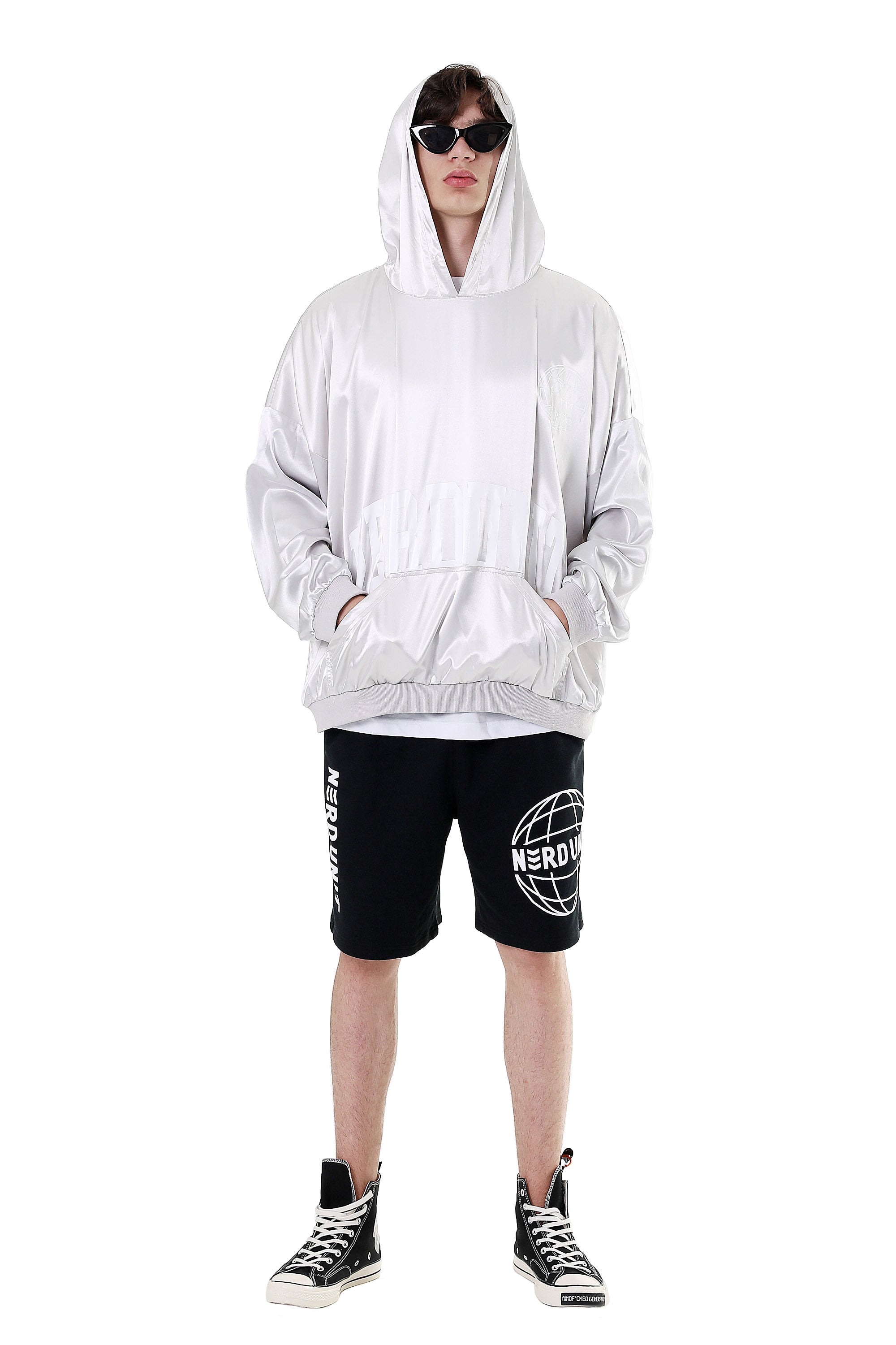 METALLIC COLLEGE HOODIE | GRAY